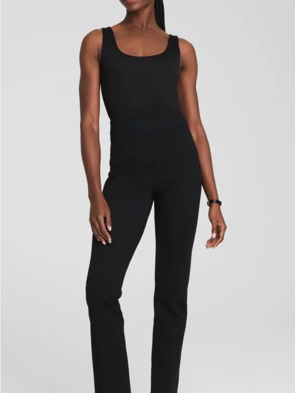 SPANX Black High-Waist Straight Leg Jumpsuit